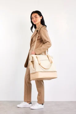 The Convertible Mini Weekender In Beige