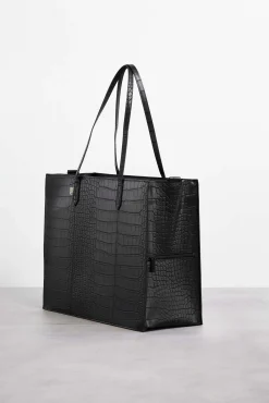 The Large Work Tote In Black Croc