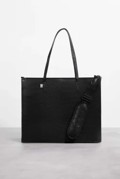 The Large Work Tote In Black Croc