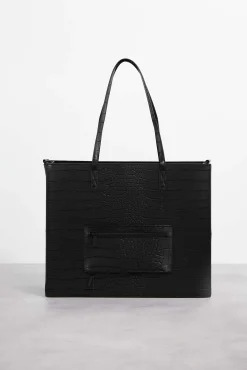 The Large Work Tote In Black Croc