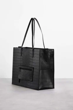 The Large Work Tote In Black Croc