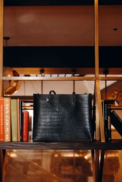The Large Work Tote In Black Croc