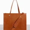 The Large Work Tote In Cognac Croc