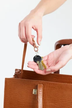 The Large Work Tote In Cognac Croc