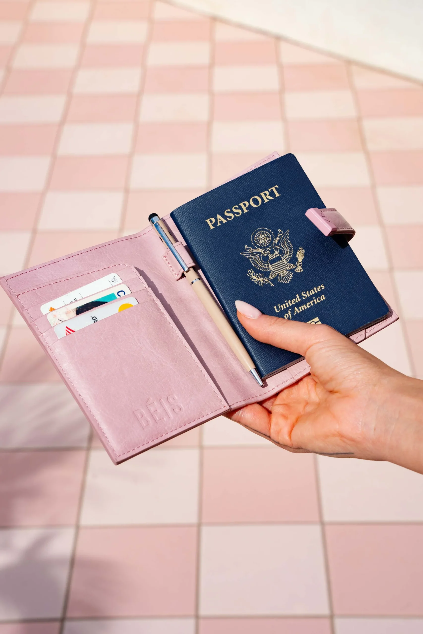 The Passport & Luggage Tag Set In Atlas Pink
