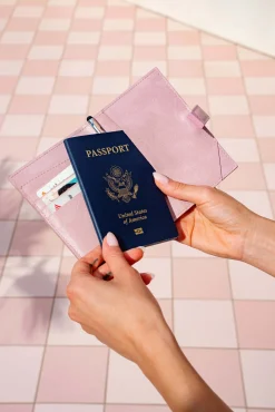 The Passport & Luggage Tag Set In Atlas Pink