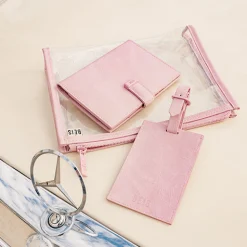 The Passport & Luggage Tag Set In Atlas Pink