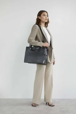 The Work Tote In Black Croc
