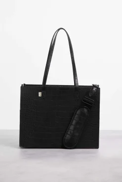 The Work Tote In Black Croc
