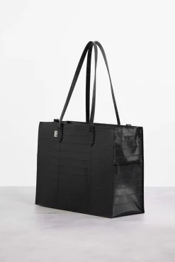 The Work Tote In Black Croc