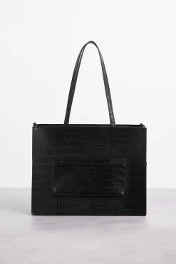 The Work Tote In Black Croc