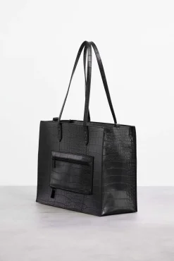 The Work Tote In Black Croc