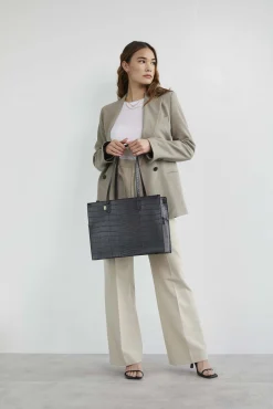 The Work Tote In Black Croc