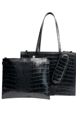 The Work Tote In Black Croc