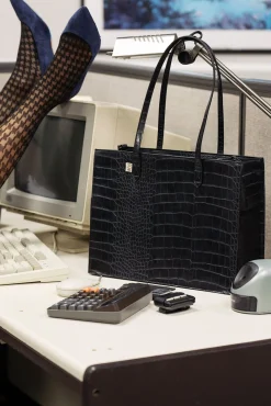 The Work Tote In Black Croc
