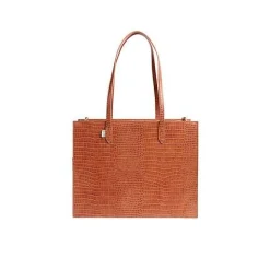 The Work Tote In Cognac Croc
